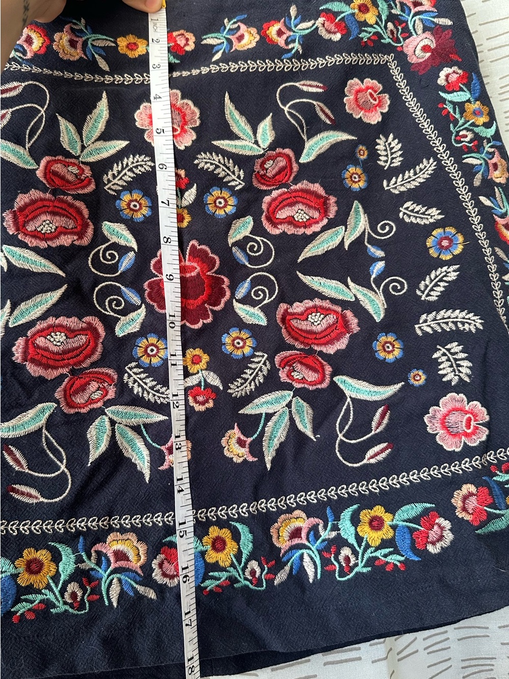 Umgee Navy Mini Skirt with Multicolor Floral Embroidery - Picture 7 of 9